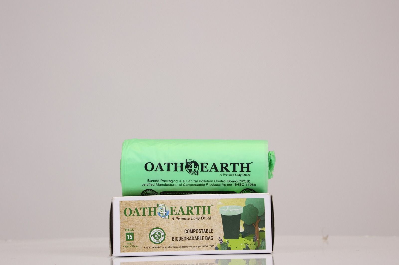 OATH 4 EARTH COMPOSTABLE BIODEGRADABLE GARBAGE BAG LARGE   24X32 INCHES (PACKS OF 15 BAGS)