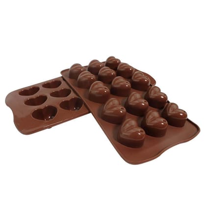 KUBAVA Silicone Chocolate Moulds, Heart Shape, 15 Cavity Mold, Ice Mold, Home Made, Pack of 2