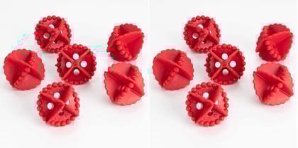 KUBAVA Round Washing Ball for Washing Machine, Red, Pack of 12
