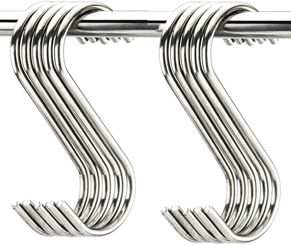 KUBAVA Stainless Steel S Shaped Hooks for Multipurpose Use, Heavy Duty, (Pack of 8)