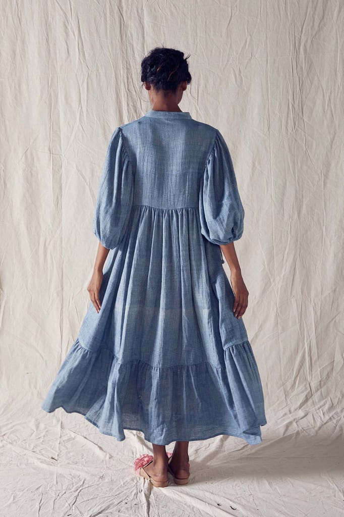 Indigo Midi Dress In Organic Cotton