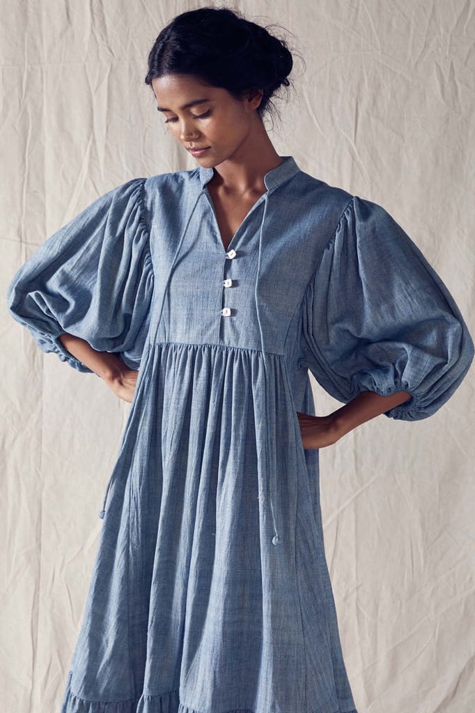 Indigo Midi Dress In Organic Cotton