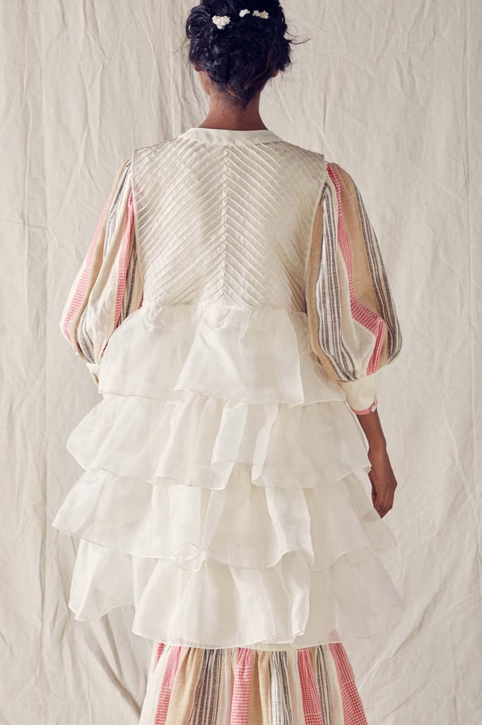 Ivory Ruffled Silk Organza Jacket