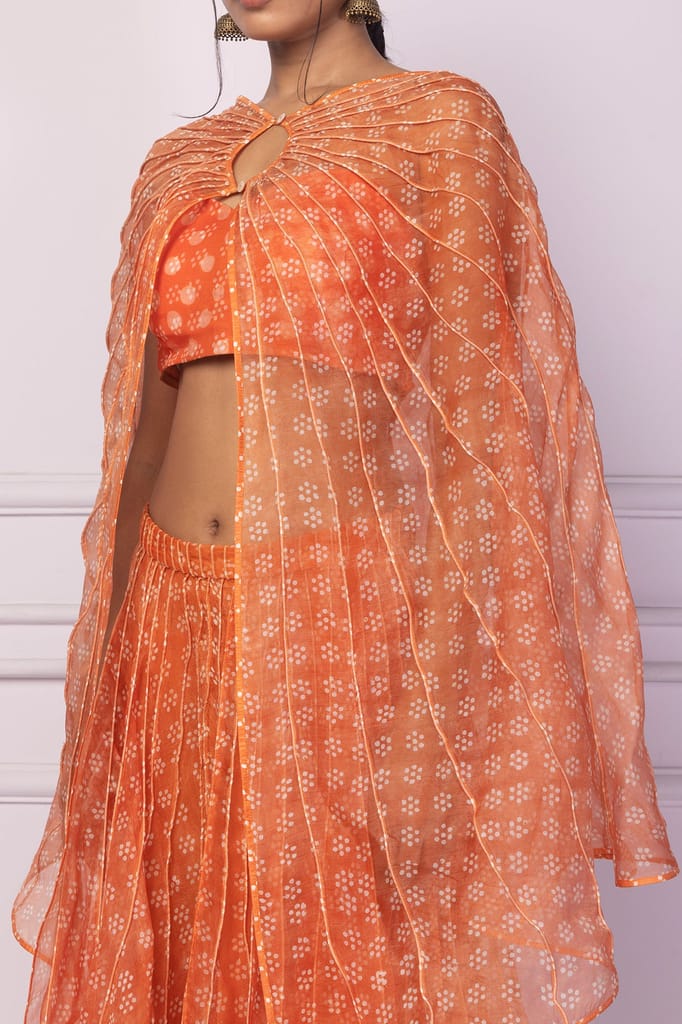 Orange Corded Organza Cape