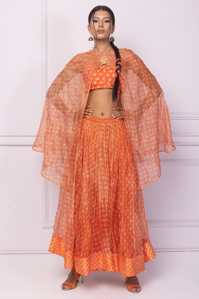 Orange Corded Organza Cape