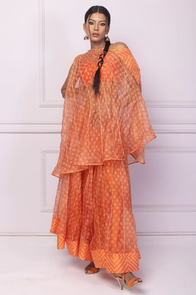 Orange Corded Organza Cape