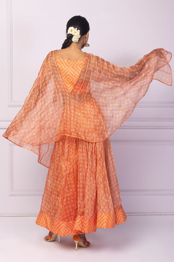 Orange Corded Organza Cape