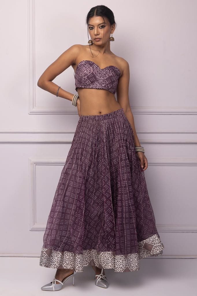 Purple Batik Printed Corded Skirt