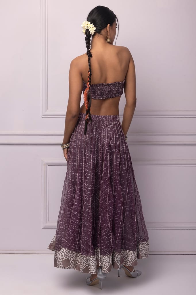 Purple Batik Printed Corded Skirt