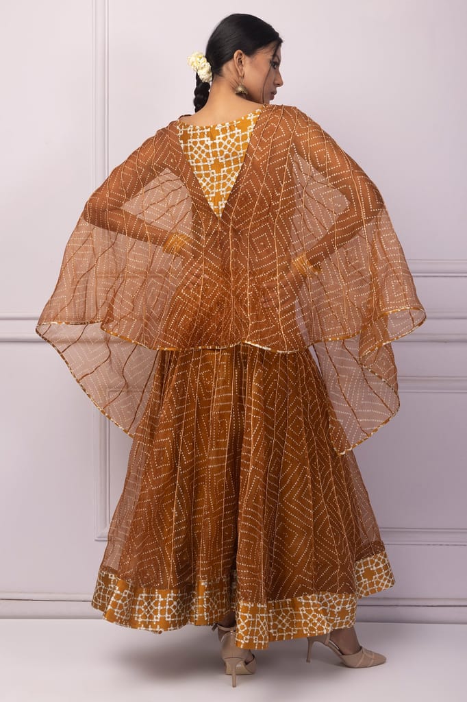 Muddy Yellow Corded Organza Cape