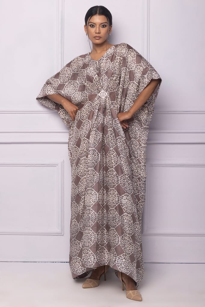 Purple Printed Silk Kaftan