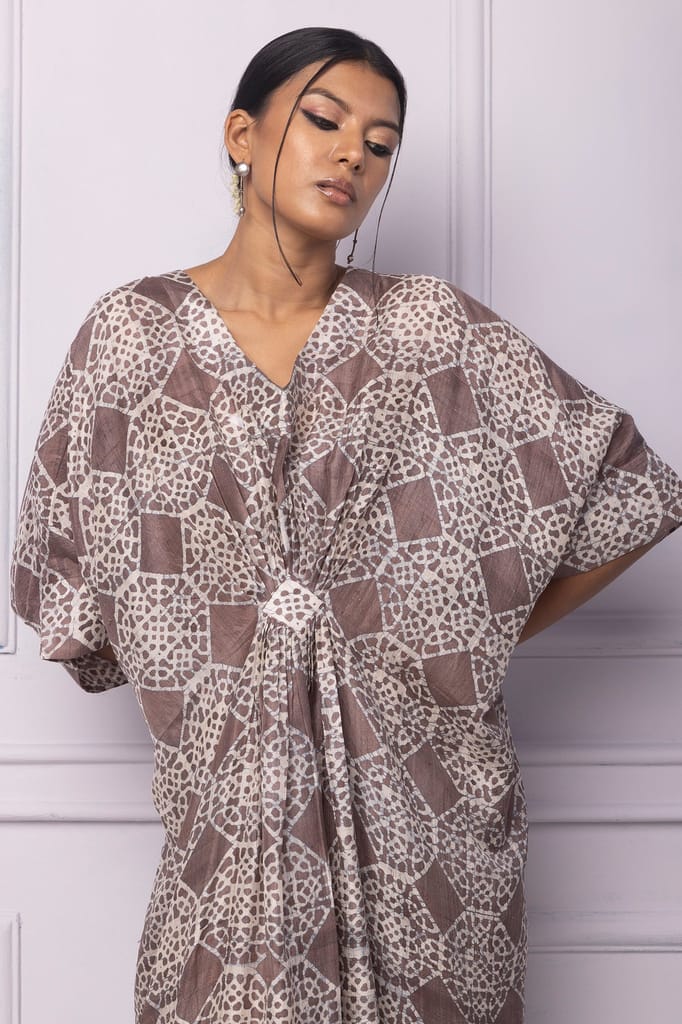 Purple Printed Silk Kaftan