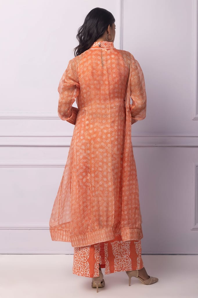 Orange Printed Angrakha