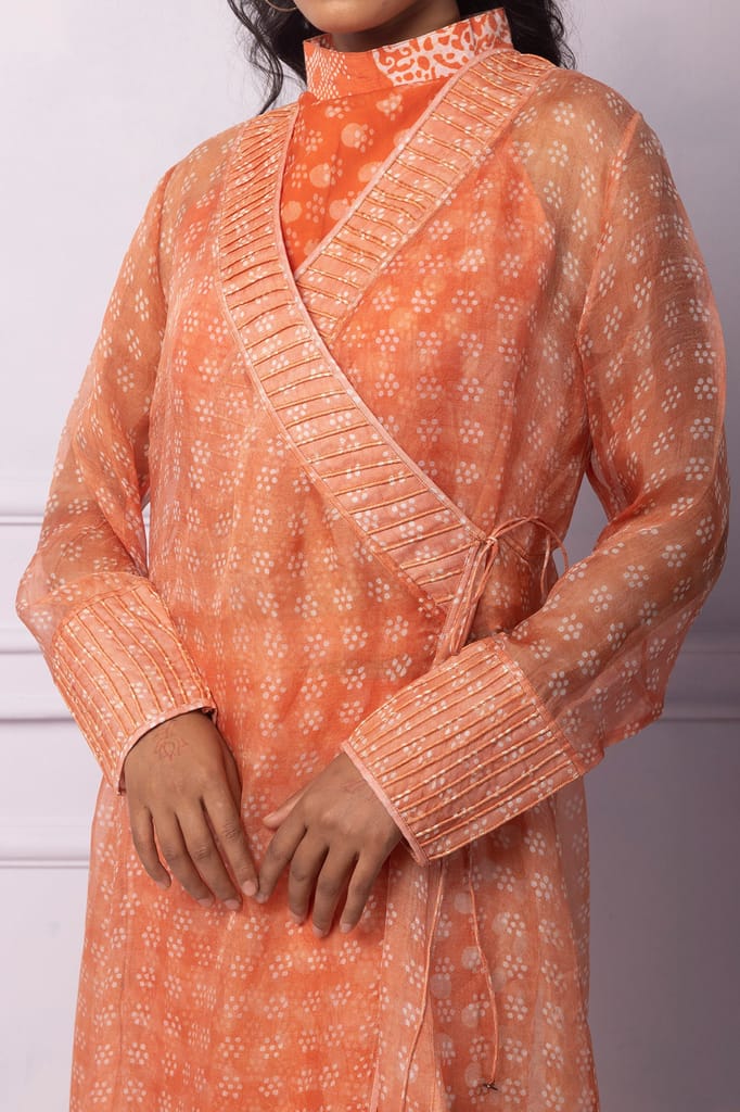 Orange Printed Angrakha