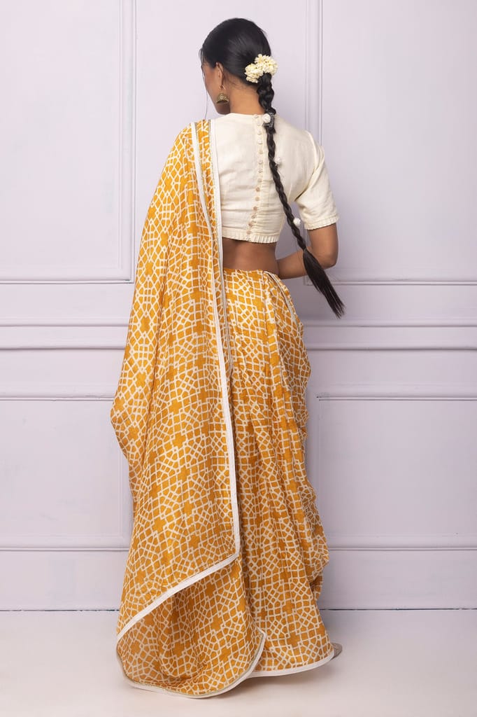 Off White V Neck Silk Blouse