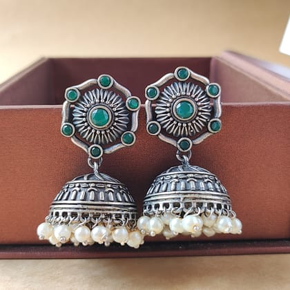 Silver Look Alike Oxidized Jhumka Earrings For Women And Girls