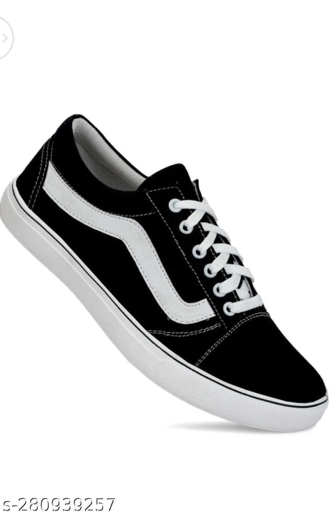 Ontour Stylish Mens Black Sneakers For Men (Black, White) Casual Canvas Sneakers Shoes For Boys