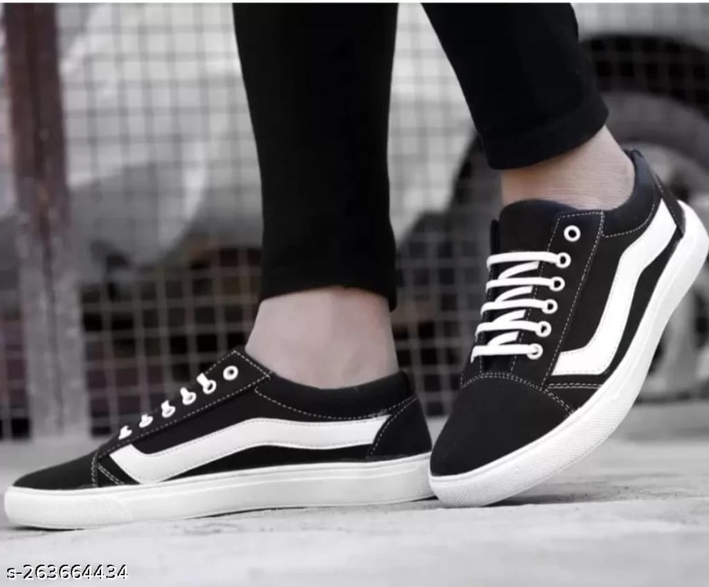 Ontour Stylish Mens Black Sneakers For Men (Black, White) Casual Canvas Sneakers Shoes For Boys