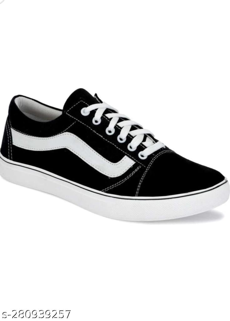 Ontour Stylish Mens Black Sneakers For Men (Black, White) Casual Canvas Sneakers Shoes For Boys