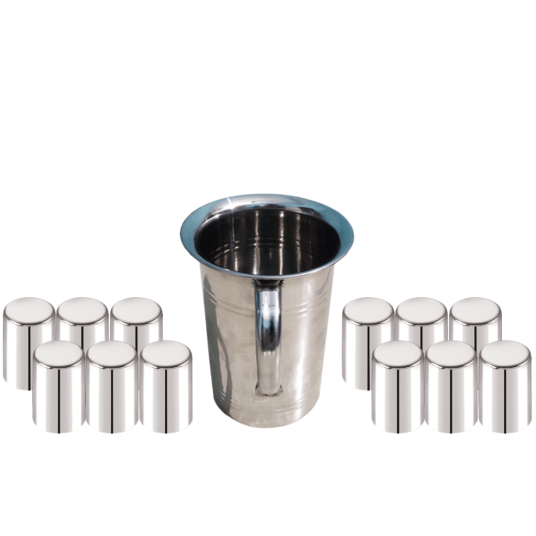 SHINI LIFESTYLE Steel floral design Jug and 12pc premium quality glass, jug glass set