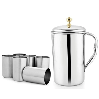 SHINI LIFESTYLE Stainless Steel Jug or good quality steel Glass set, Water Jug, juice glass SHINI LIFESTYLE Stainless Steel Jug or good quality steel Glass set, Water Jug, juice glass