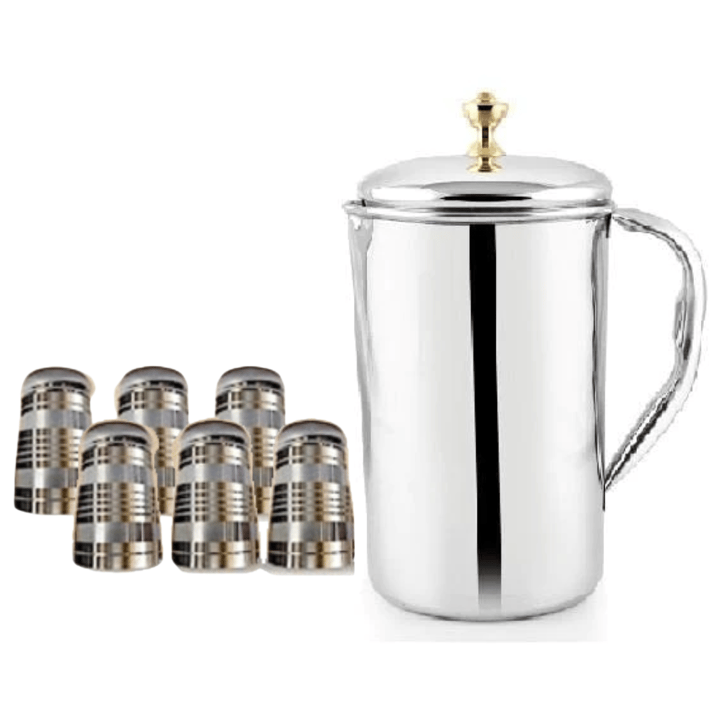 SHINI LIFESTYLE Stainless Steel Jug Set or steel Glass set, Water Jug, juice glass set