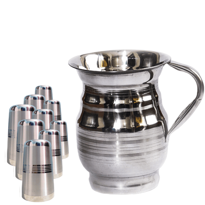 SHINI LIFESTYLE Stainless Steel Jug or Glass combo, Water Jug, glass, Steel glass set SHINI LIFESTYLE Stainless Steel Jug or Glass combo, Water Jug, glass, Steel glass set