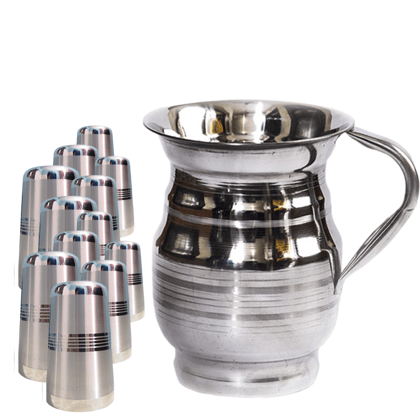 SHINI LIFESTYLE Stainless Steel Jug and Glass combo, Water Jug, Steel glass set SHINI LIFESTYLE Stainless Steel Jug and Glass combo, Water Jug, Steel glass set