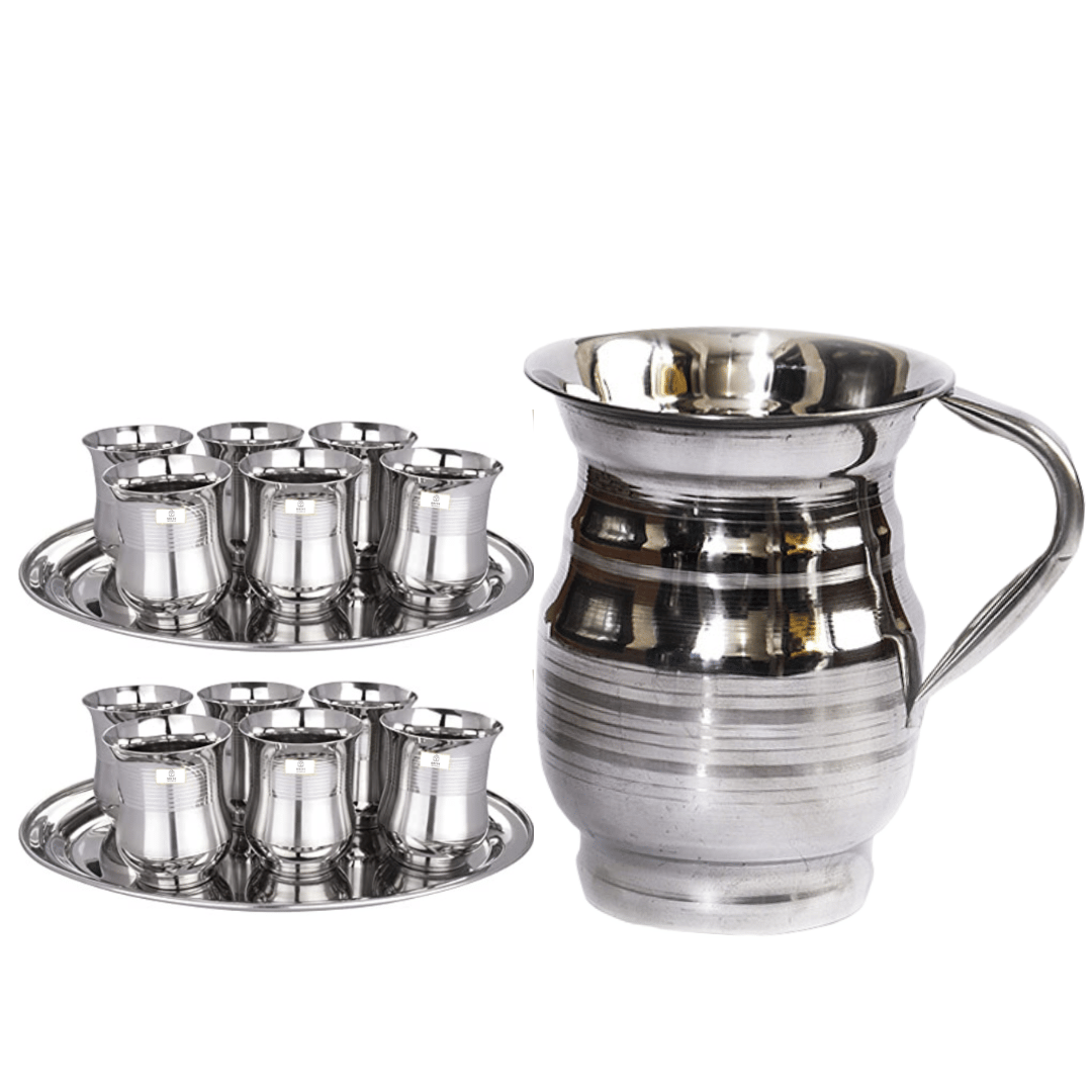 SHINI LIFESTYLE Stainless Steel Jug and Glass set combo, Water Jug, juice glass, Steel glass