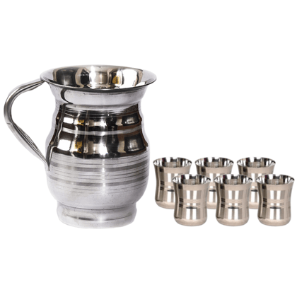 SHINI LIFESTYLE Stainless Steel Jug 0r Glass combo, Water Jug, juice glass, Steel glass set SHINI LIFESTYLE Stainless Steel Jug 0r Glass combo, Water Jug, juice glass, Steel glass set