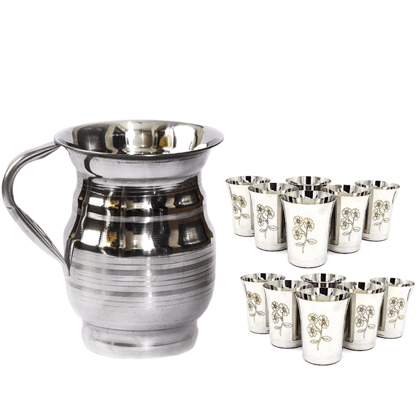 SHINI LIFESTYLE Stainless Steel Jug and Glass combo,Jug, juice glass, Steel glass set SHINI LIFESTYLE Stainless Steel Jug and Glass combo,Jug, juice glass, Steel glass set