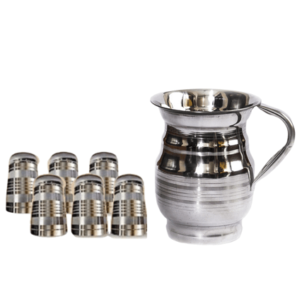 SHINI LIFESTYLE Stainless Steel Jug and Glass combo, Water Jug, Steel glass set 7pc SHINI LIFESTYLE Stainless Steel Jug and Glass combo, Water Jug, Steel glass set 7pc