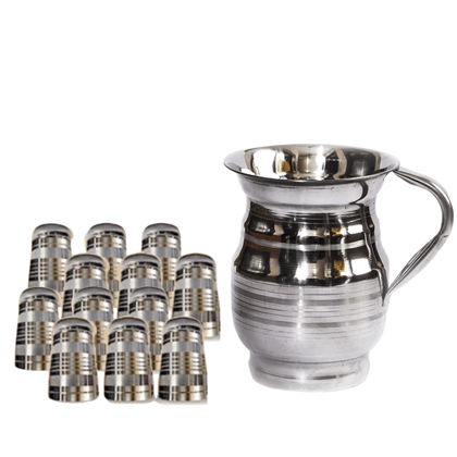 SHINI LIFESTYLE Stainless Steel Jug and Glass combo, juice glass, Steel glass set 13pc SHINI LIFESTYLE Stainless Steel Jug and Glass combo, juice glass, Steel glass set 13pc
