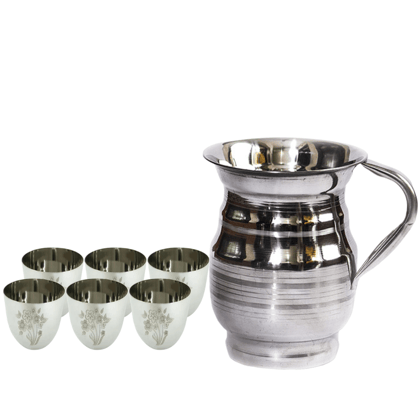 SHINI LIFESTYLE Stainless Steel water Jug and Glass combo, juice glass, Steel glass set SHINI LIFESTYLE Stainless Steel water Jug and Glass combo, juice glass, Steel glass set