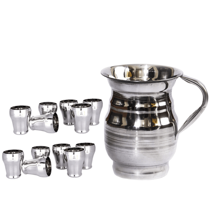SHINI LIFESTYLE Stainless Steel Jug and Glass combo, Water Jug, juice glass set SHINI LIFESTYLE Stainless Steel Jug and Glass combo, Water Jug, juice glass set
