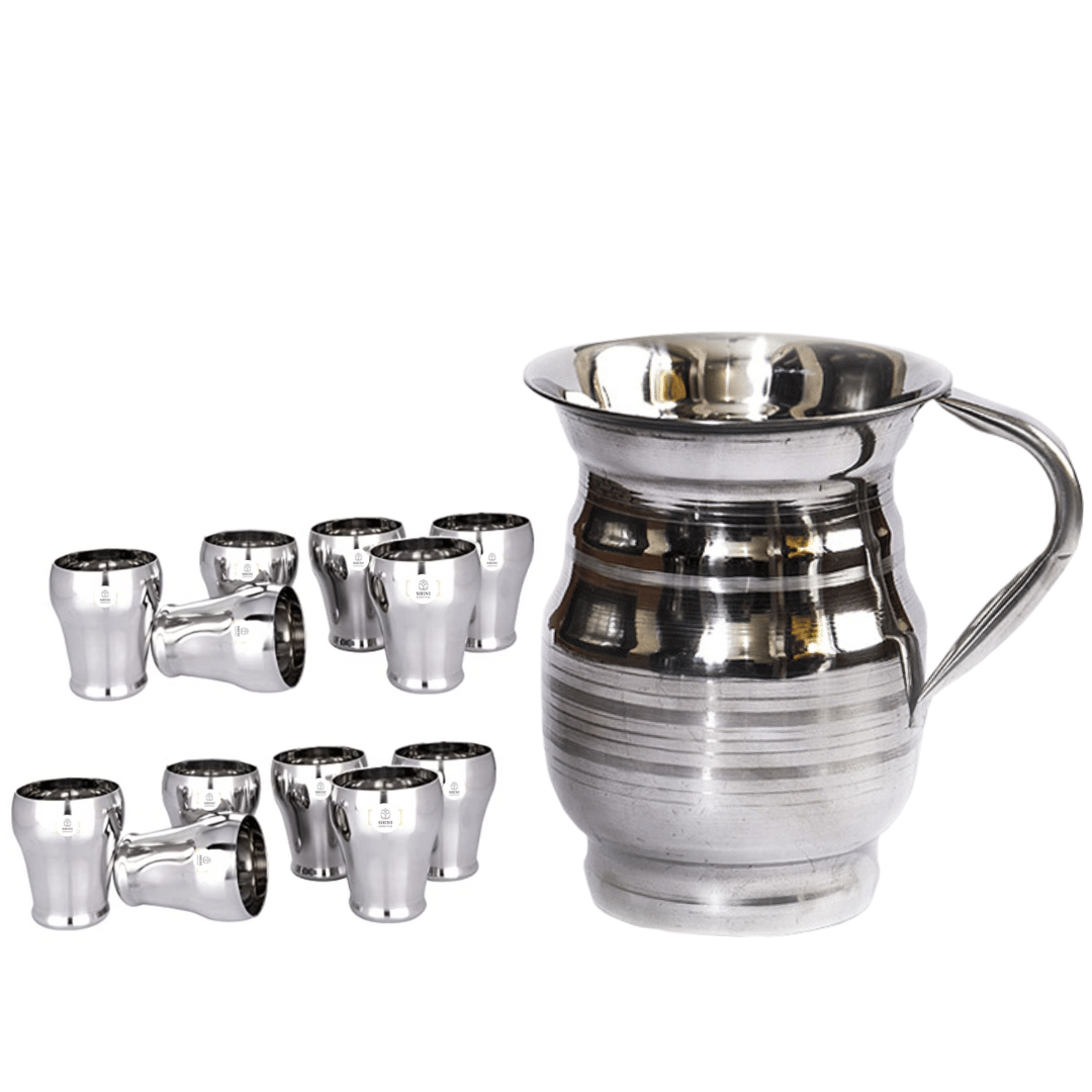 SHINI LIFESTYLE Stainless Steel Jug and Glass combo, Water Jug, juice glass set