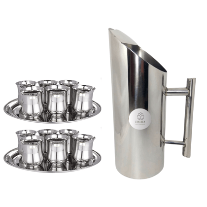 SHINI LIFESTYLE Stainless Steel Jug and best steel Glass set, Water Jug, juice glass set SHINI LIFESTYLE Stainless Steel Jug and best steel Glass set, Water Jug, juice glass set