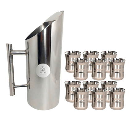 SHINI LIFESTYLE Stainless Steel Jug or best quality steel Glass set, Water Jug, juice glass SHINI LIFESTYLE Stainless Steel Jug or best quality steel Glass set, Water Jug, juice glass
