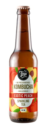 Toyo Kombucha - Sparkling Fermented Tea | Exotic Peach | 330ml (Pack of 6) - Rich in Probiotics and Antioxidants