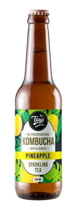 Toyo Kombucha - Sparkling Fermented Tea | Pineapple | 330ml (Pack of 6) - Rich in Probiotics and Antioxidants