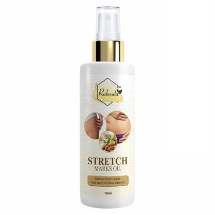 Rabenda Stretch Care Oil to Minimize Stretch Marks & Even Out Skin Tone - Blend of 6 Oils with Rosehip Calendula & Sea Buckthorn Oils - No Parabens, Silicones, Mineral Oil & Color - 100mL (100 ml)