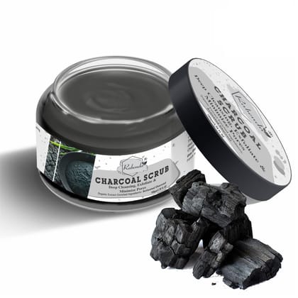 Rabenda Activated Charcoal Deep Cleansing Face Scrub, 100 g | Exfoliation, Anti-Acne, Blackhead Removal | Cleansing, Moisturizing Scrub For All Skin Types | No Parabens, Sulphates, Mineral Oil (1)