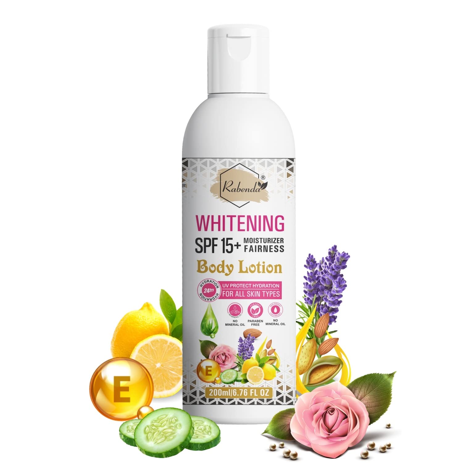 Rabenda Whitening body lotionon SPF15+ Skin Lighten & brightening cream (200 ml.) Pack Of 1 (1)