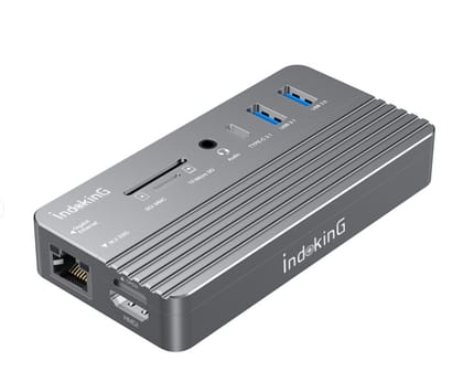 indokinG 10-in-1 USB-C Hub with SSD Enclosure, 10Gbps M.2 NVMe Enclosure, 4K 60Hz HDMI Port, USB A 3.1 Port, 100 W Power Delivery, Aluminum Alloy USB C 3.1 Enclosure for M.2 PCIe NVMe and SATA SSD