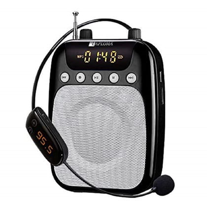 Laploma Retro Portable Rechargeable Loudspeaker with Wireless MIC, Digital Display Speaker, Karaoke, FM Mode, Long Battery Life MP3, FM, SD Card Supported, USB and Aux Cable Support