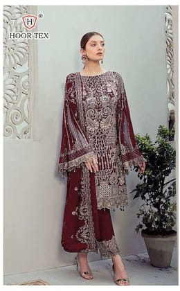 HOOR TEX Embroidered  Beautiful Sequence work Georgette Pakistani Salwar Kameez Ladies Suits