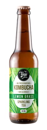 Toyo Kombucha - Sparkling Fermented Tea | Lemon Grass | 330ml (Pack of 6) - Rich in Probiotics and Antioxidants