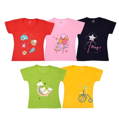 Lush Plush Girls T-Shirts (Pack of 5) Half Sleeves