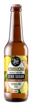 Toyo Kombucha - Sparkling Fermented Tea | Ginger Lemon Kombucha - Zero Sugar | 330ml (Pack of 6) - Rich in Probiotics and Antioxidants