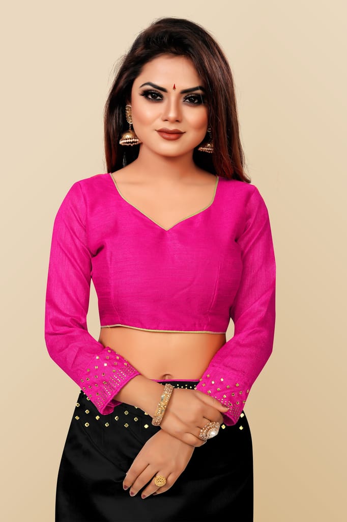 BGMK ENTERPRISE Zoya Black color Diamond Work Soft Silk Saree With Unstitched Blouse